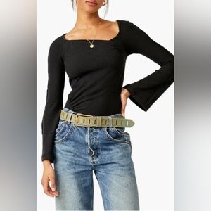 NWOT BRAND NEW FREE PEOPLE ON A CLOUD BODYSUIT, LARGE, BLACK